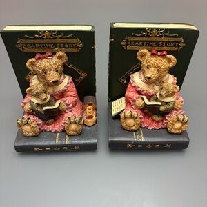 Bookends Teddy Bear Beartime Story Kids Room Decor Vintage 1980s Unique - FLAWS!